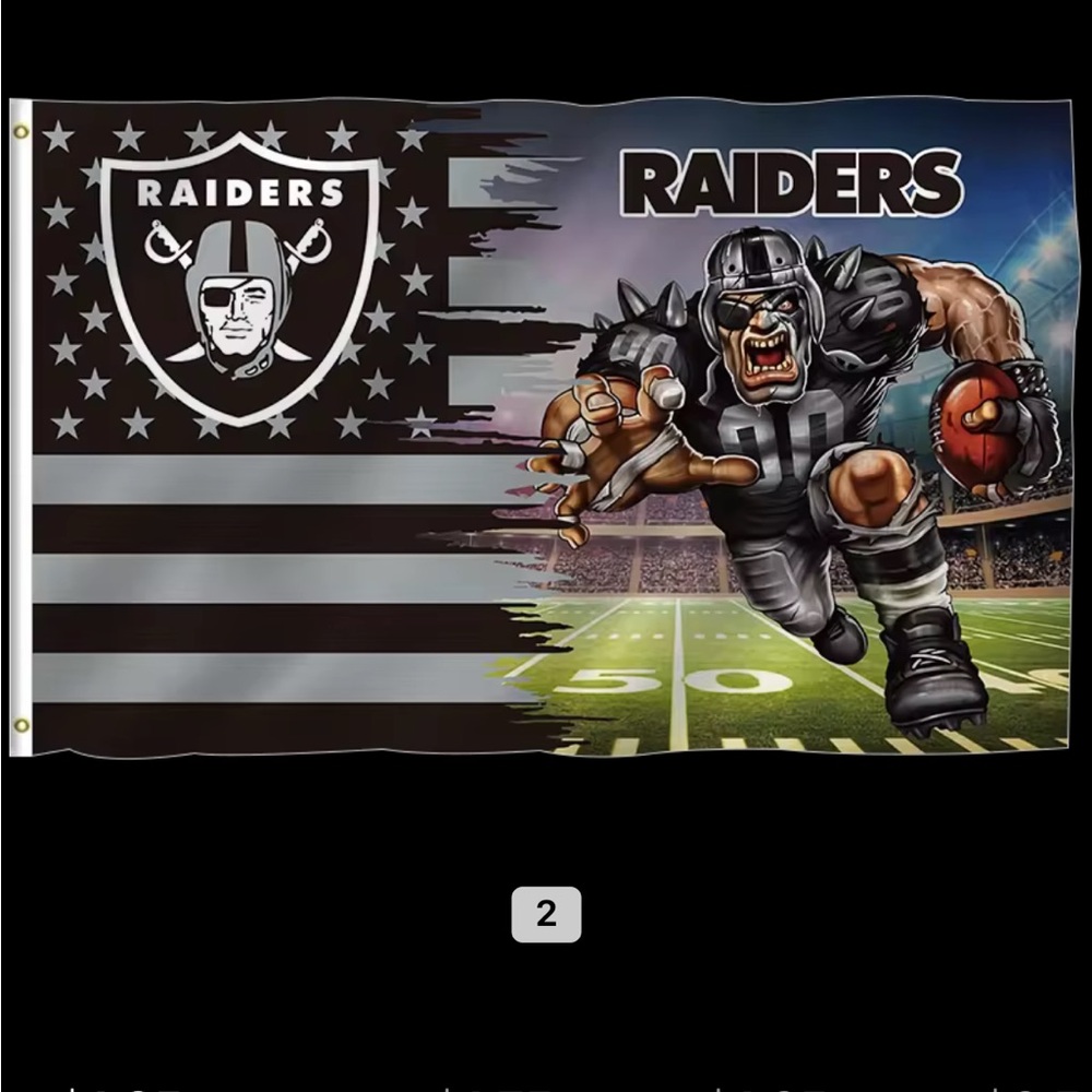 NFL Raiders Black and White Flag